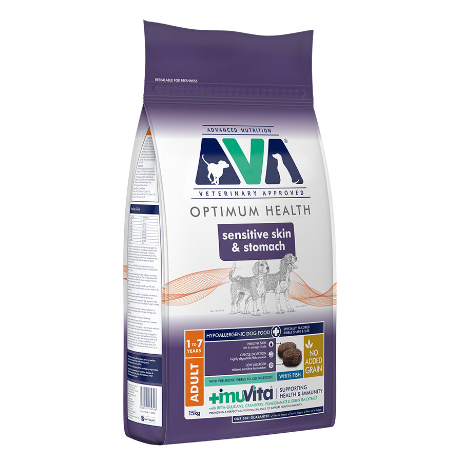 AVA Optimum Health Sensitive Skin & Stomach Dry Dog Food 15kg